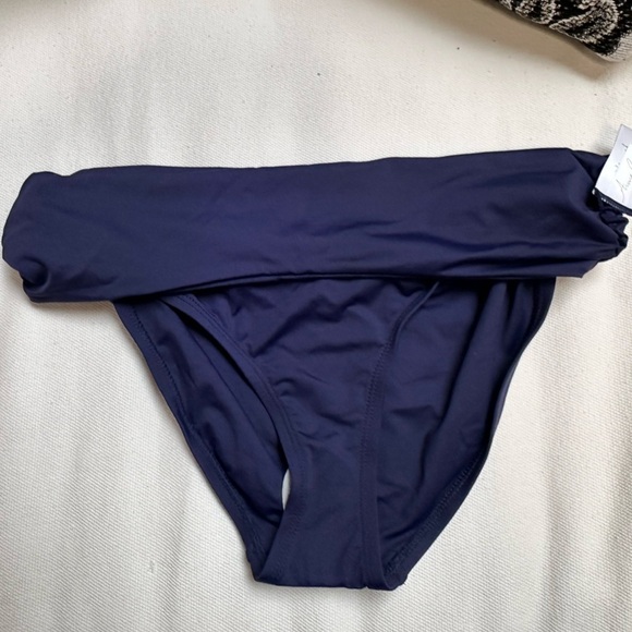 ANNE COLE BIKINI SWIM BOTTOMSz M HI WAISTED RUCHED SIDES ROLL DOWN BLUE3516 P - Picture 5 of 11